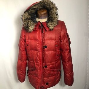 Mens Red Puffer Down Filled Jacket. Eddie Bauer.Lg